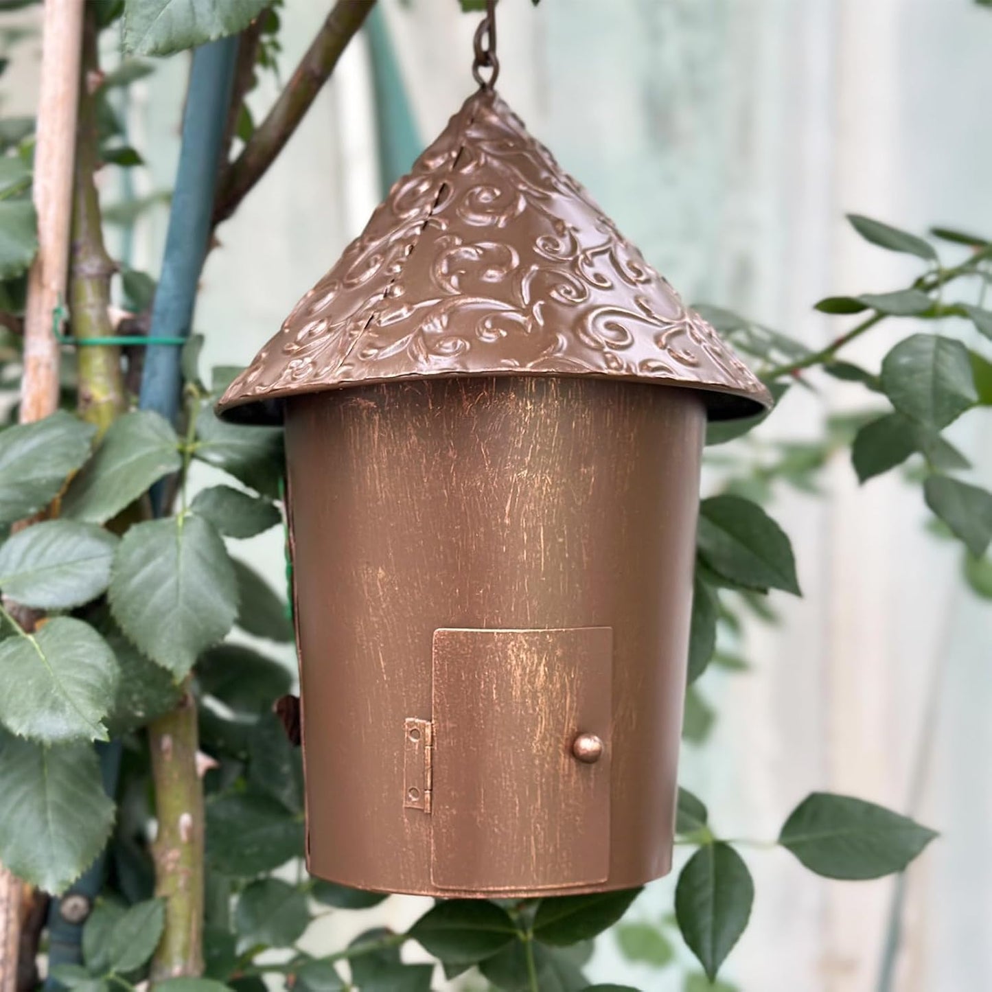 9.25" H Metal Hanging Decorative Birdhouse for Hummingbird with Paint 