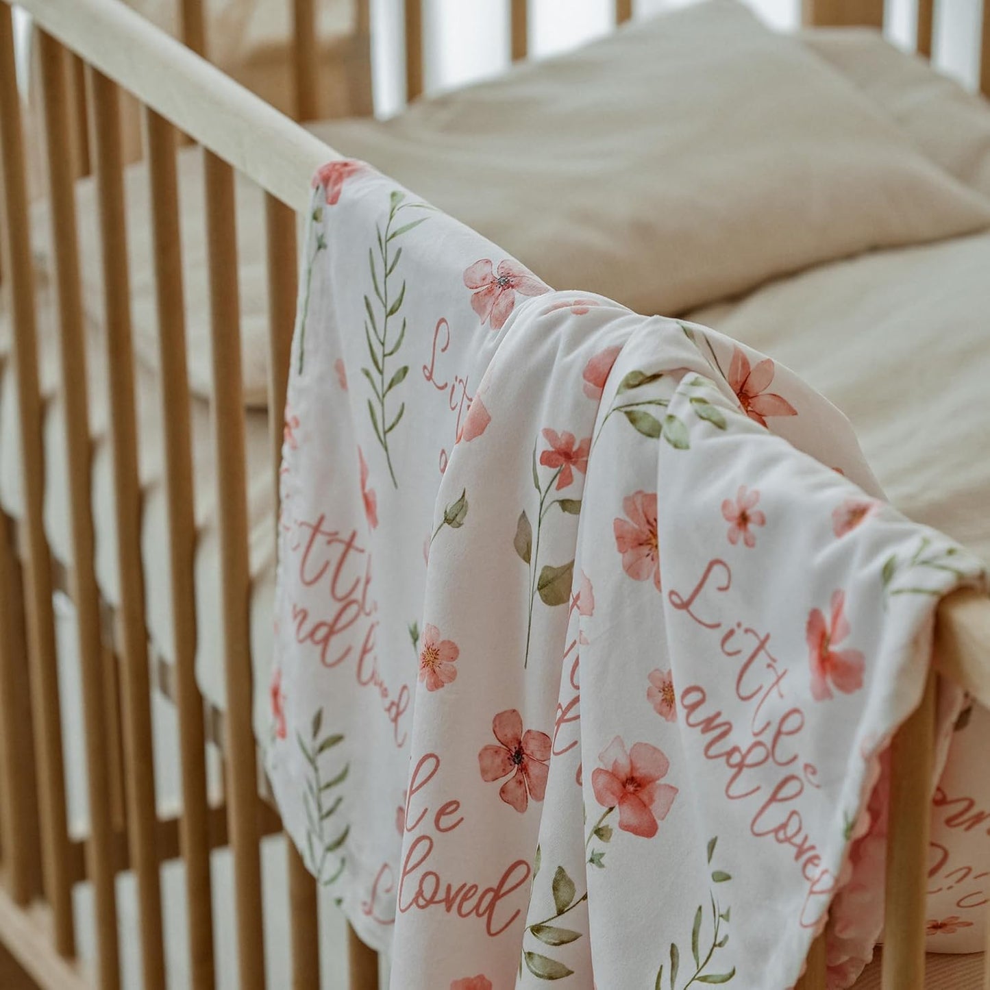Floral Baby Blankets for Girls - Super Soft Nursery Minky Blanket, Newborn Baby Blanket with Double Layer Dotted Backing, Pink Lightweight Bed Throw Blanket, 30 x 40 Inch