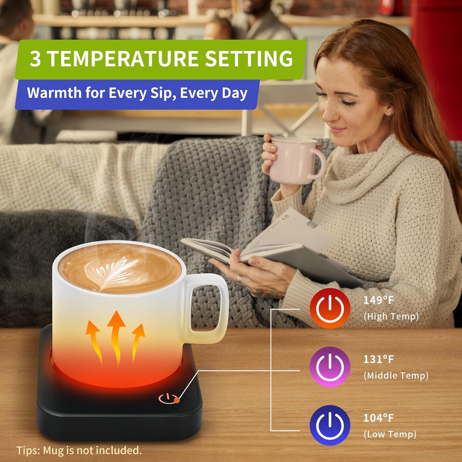VOBAGA Coffee Mug Warmer for Desk with Auto Shut Off & 3-Temp Settings