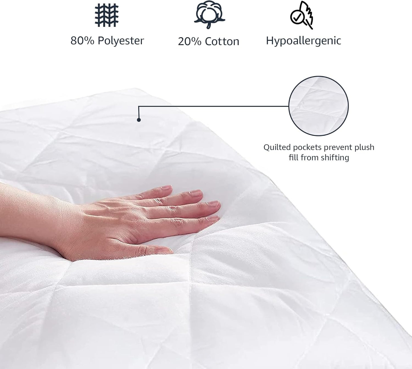 Amazon Basics Hypoallergenic Quilted Plush and Breathable Mattress Top