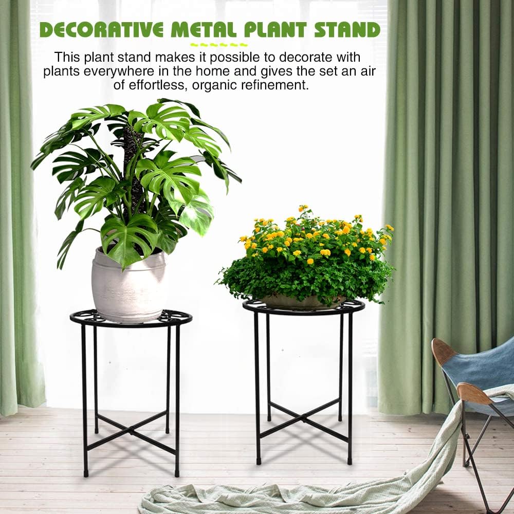 KABB Metal Plant Stand, 15'' Tall Flower Pot Stand Set of 2, Modern Ru