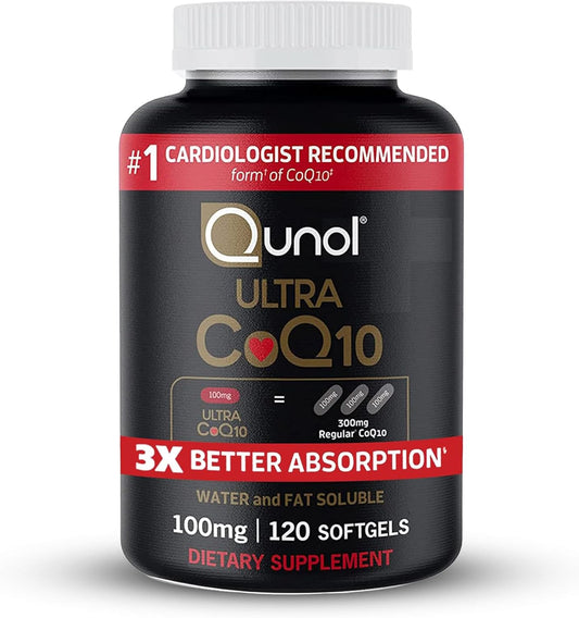 Qunol Ultra CoQ10 100mg, 3x Better Absorption, Patented Water and Fat 