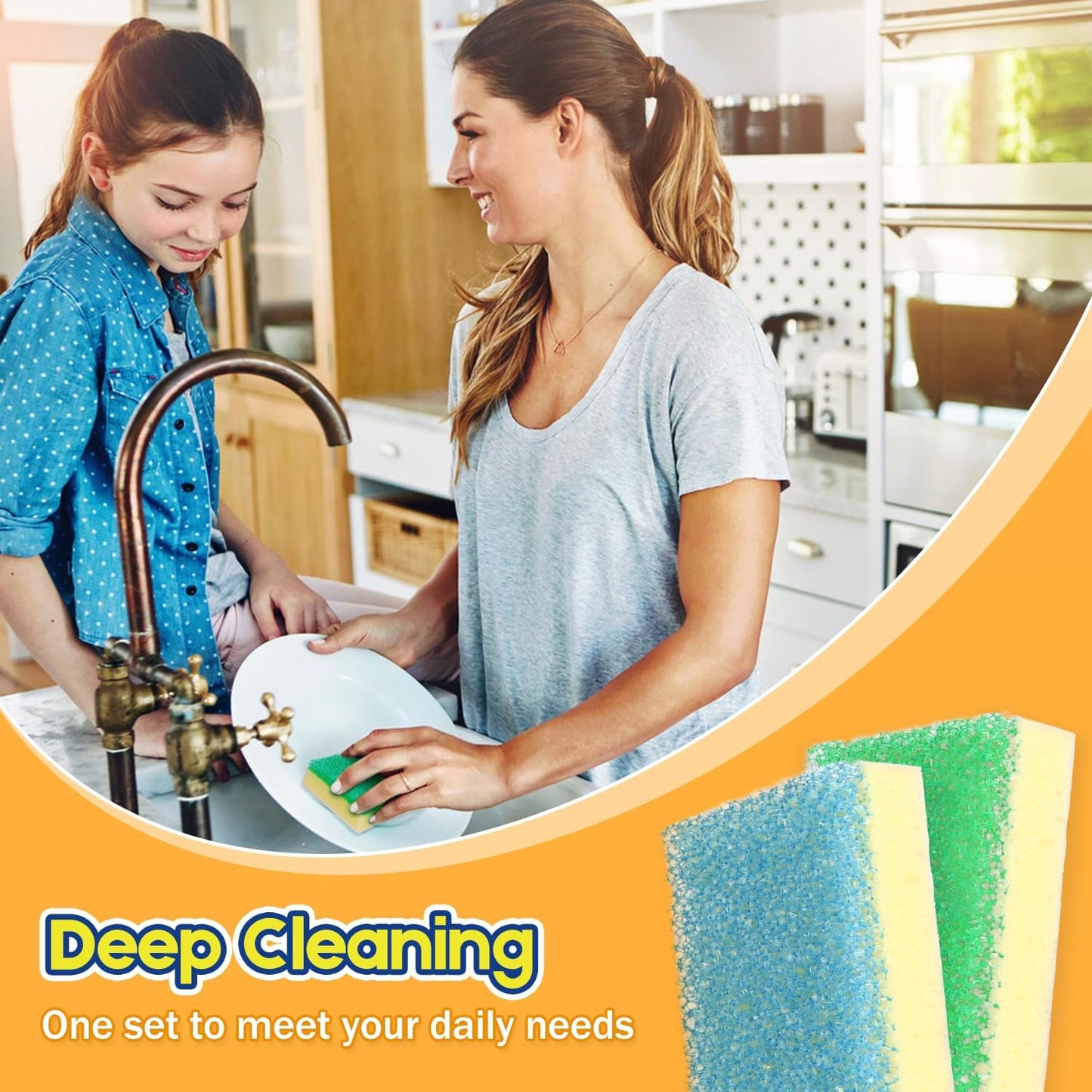 Scrub Sponge, Dual-Sided Temperature-Responsive Scrubber - Non-Scratch