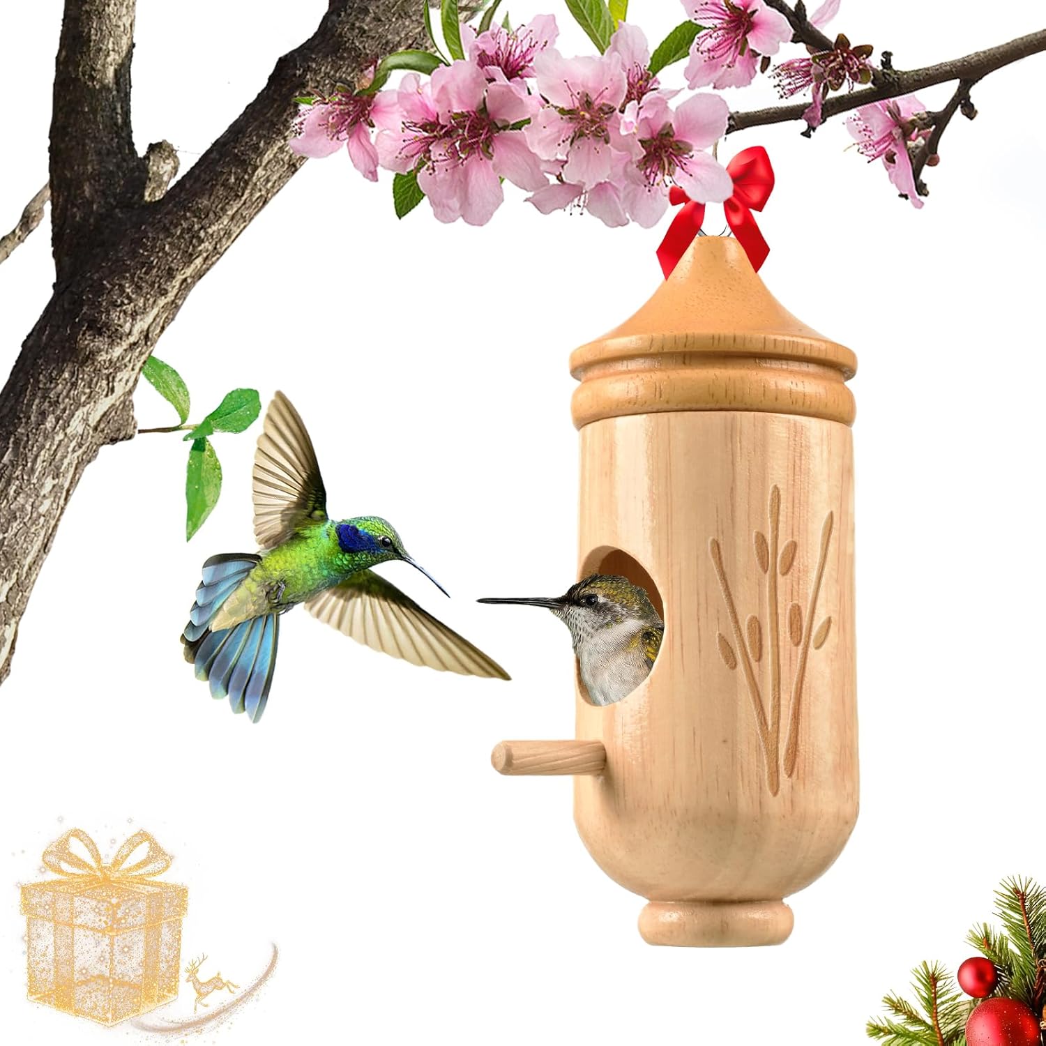 Hummingbird House, Solid Wood Hummingbird Houses for Outside-Exquisite