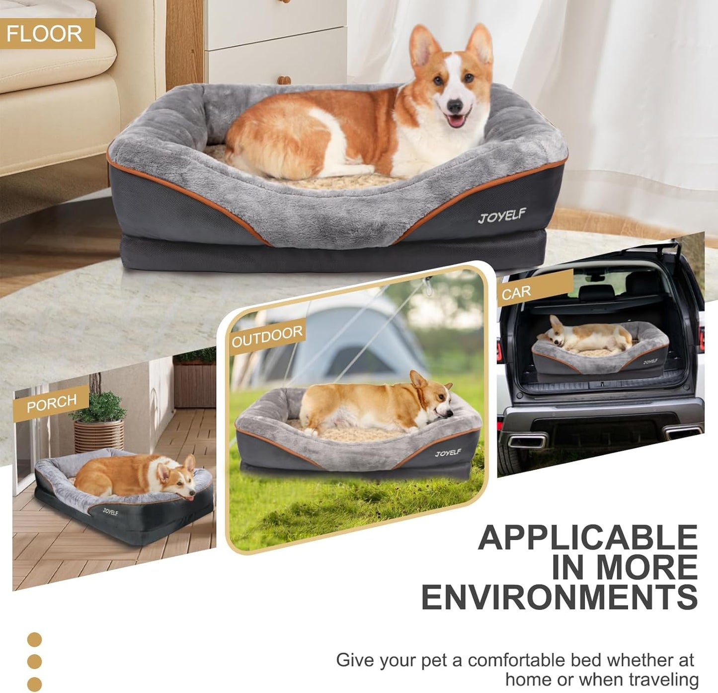 JOYELF Large Memory Foam Dog Bed, Orthopedic Dog Bed & Sofa with Remov