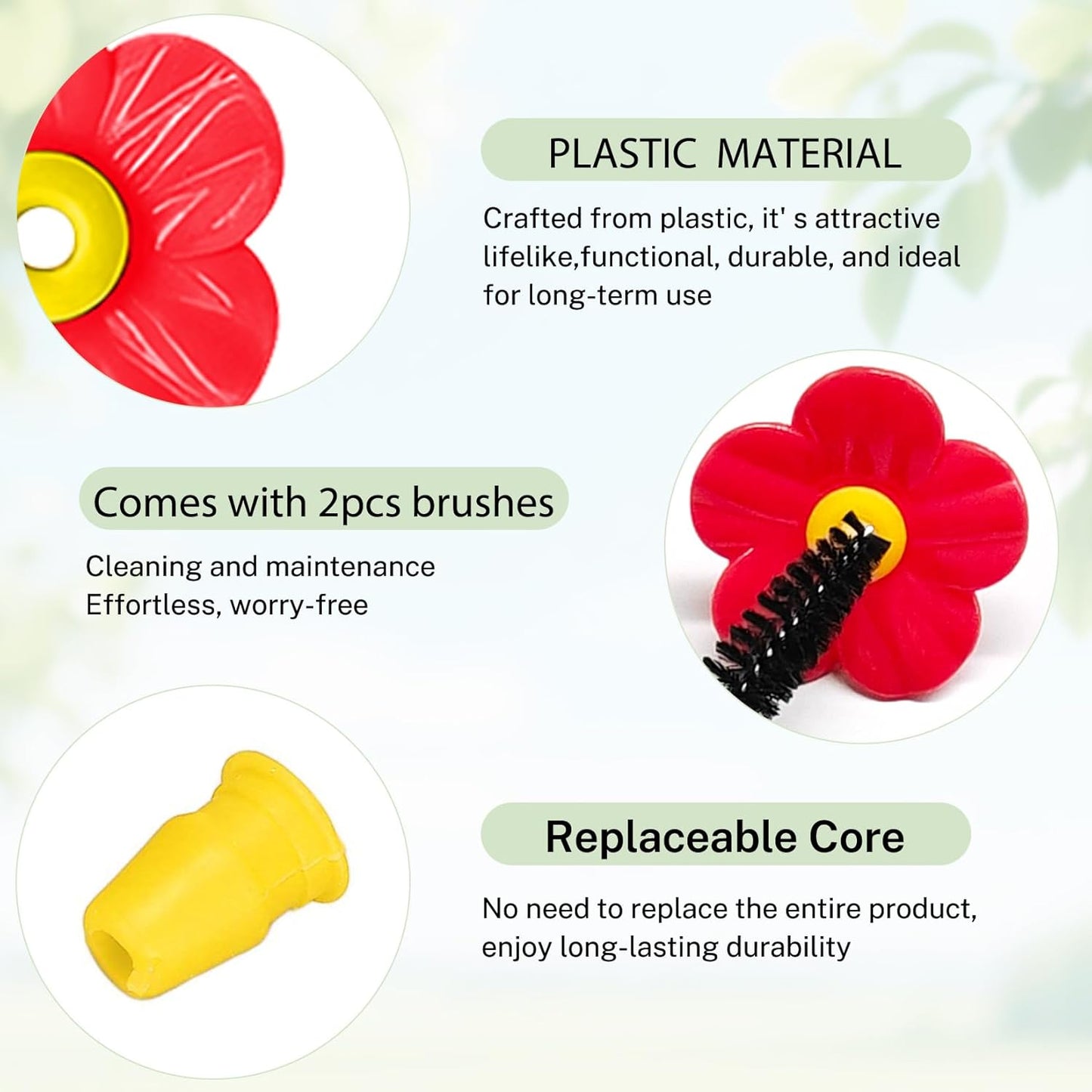 16 Sets Replacement Flowers for Hummingbird Feeder Parts with 2pcs Hum
