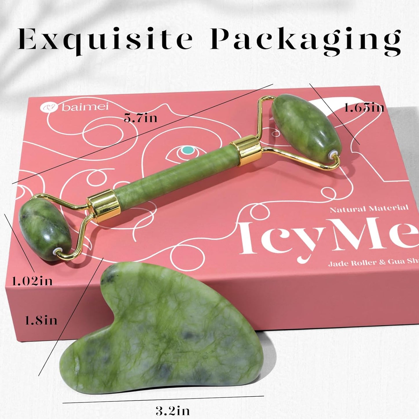 BAIMEI IcyMe Gua Sha & Jade Roller Facial Tools Face Roller and Gua Sh