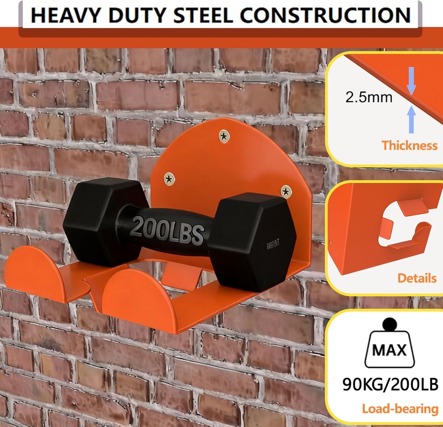 Garage Organizer Wall Hanger - Heavy Duty Garage Storage Trimmer Rack, Garden Power Tool Holder for Weed Whackers, Grass Trimmer, Hedge Trimmer, Grass Trimmer, Garage Tools, 3 Pack(Orange)