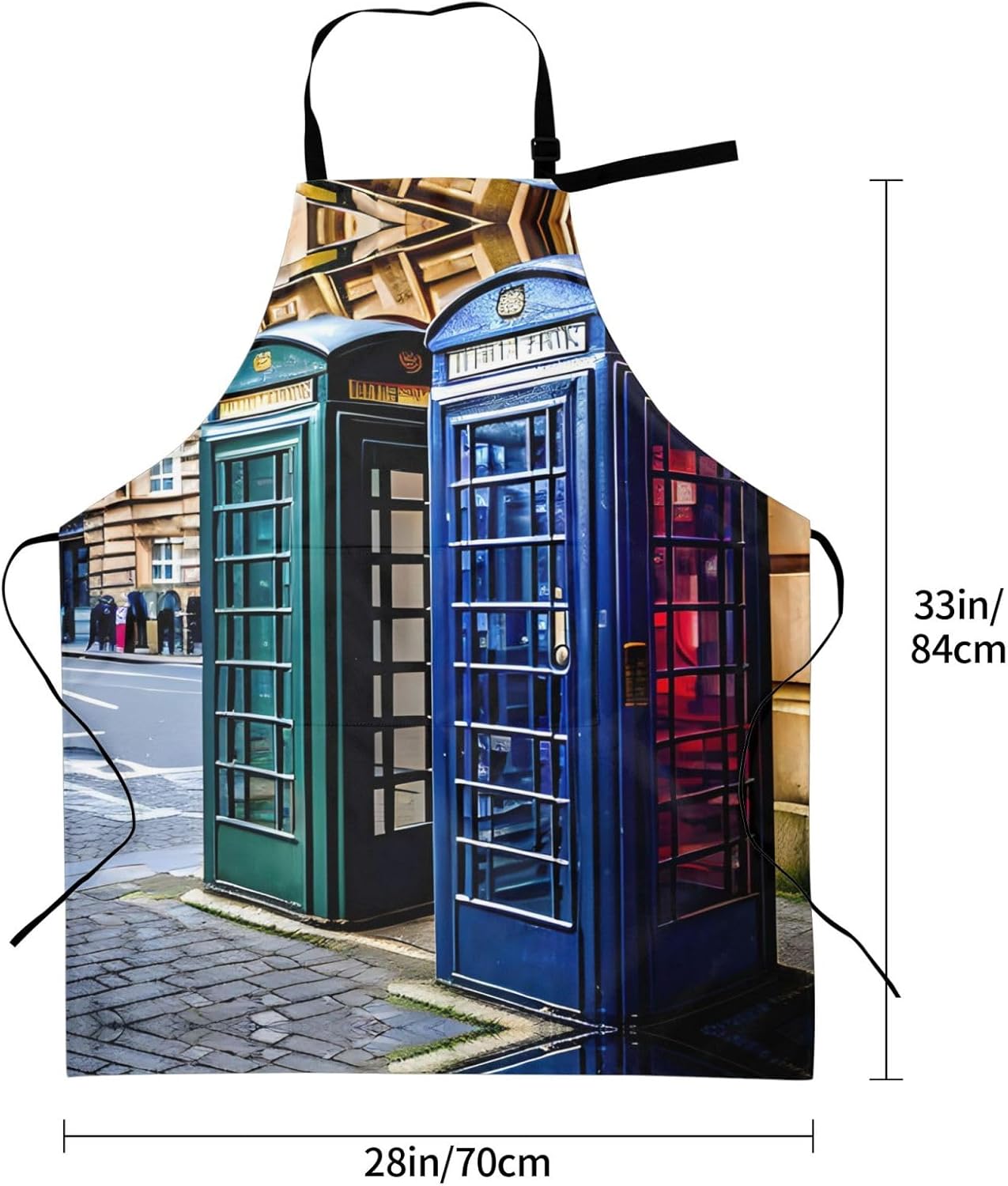 british phone booth print Waterproof chef's apron with pocket apron for kitchen cooking baking barbecue and gardening