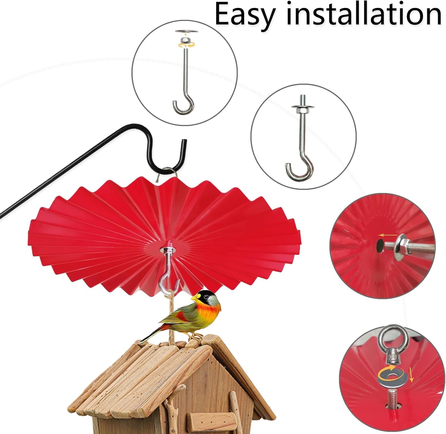 2 Pack 11.5" Bird Feeder Baffle, Metal Hanging Baffle Weather Guard for Bird Feeding Station Pole Feeders