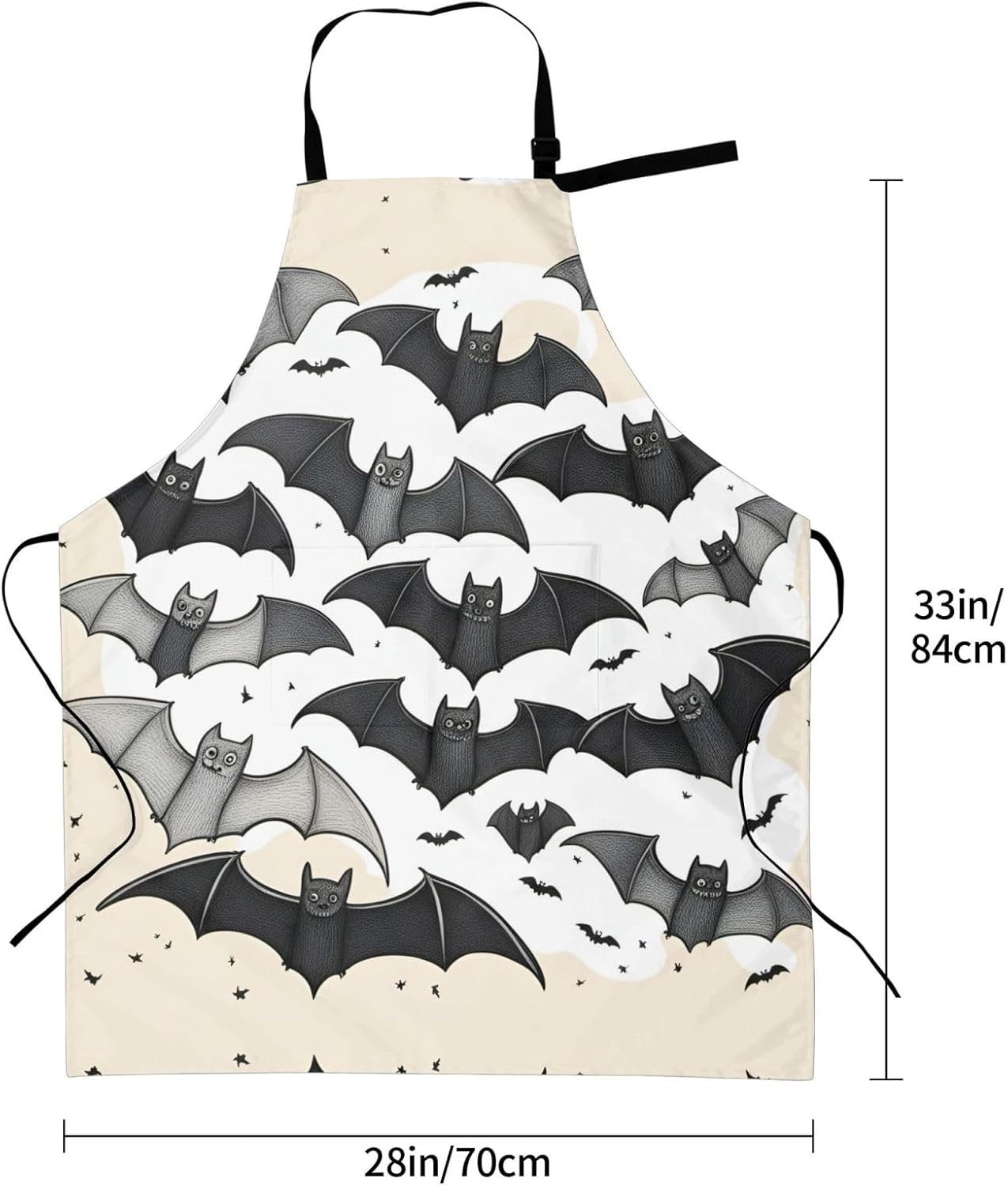 Halloween Flying Bats print Waterproof chef's apron with pocket apron for kitchen cooking baking barbecue and gardening