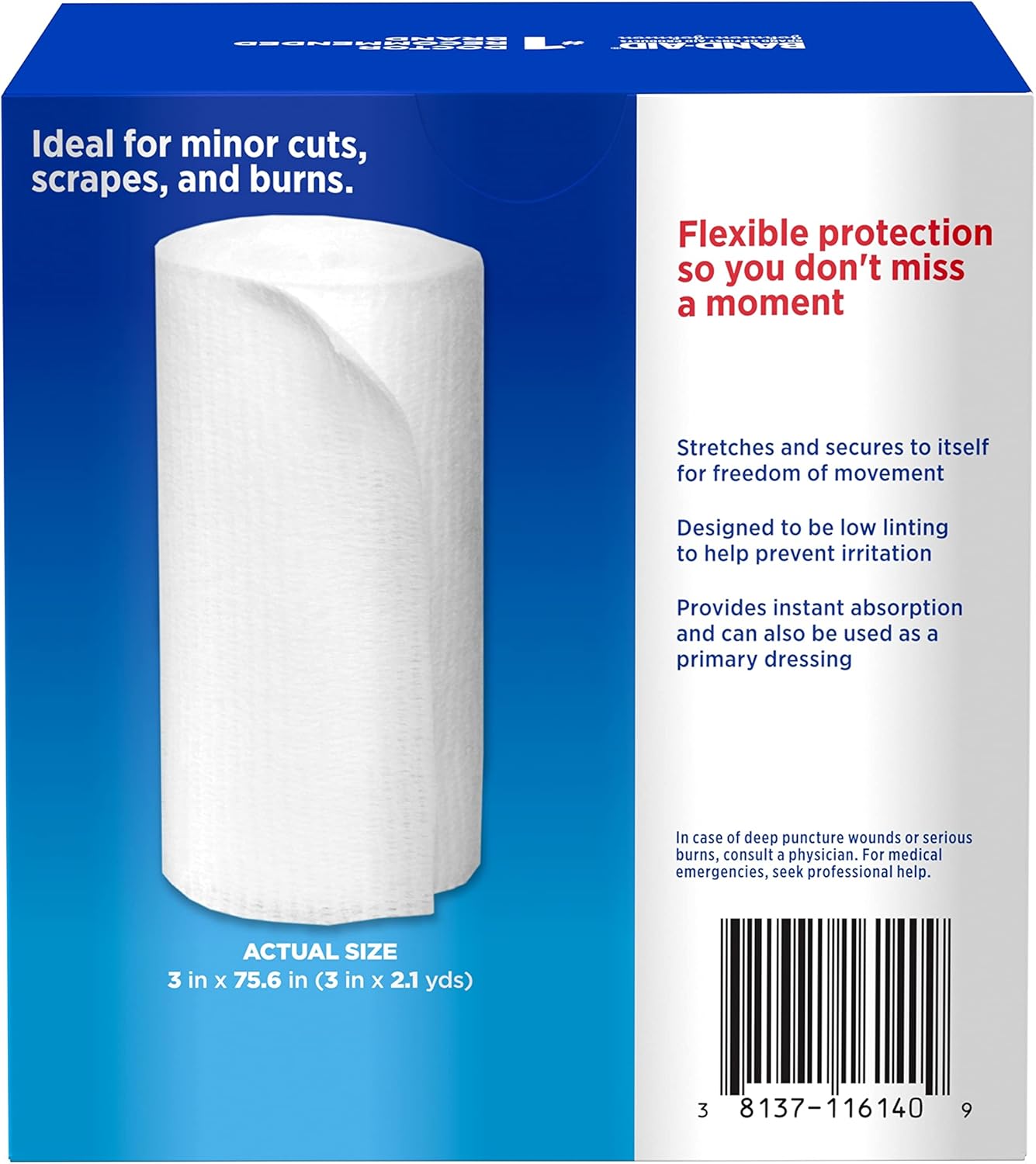Band-Aid Brand of First Aid Products Flexible Rolled Gauze Dressing fo