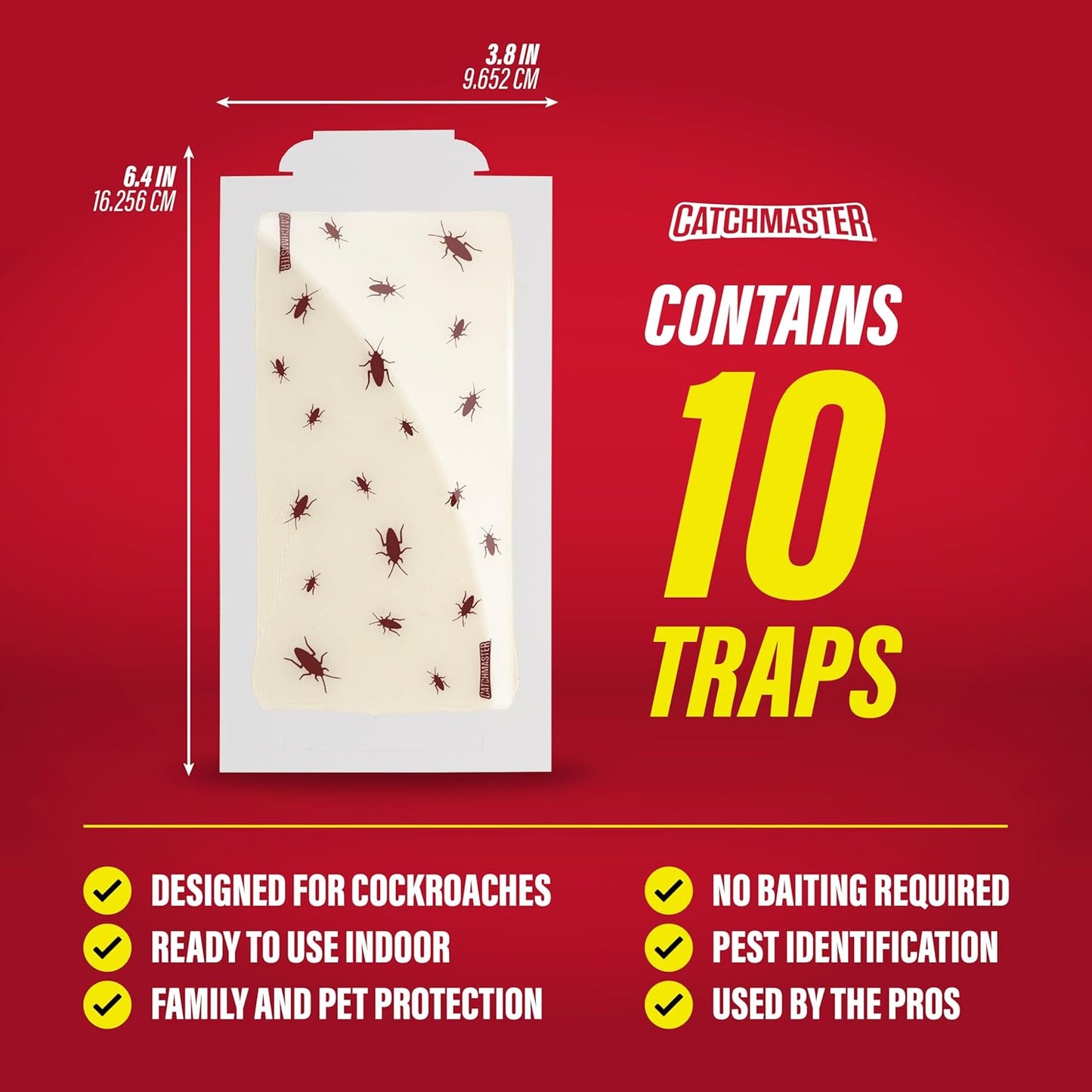 Catchmaster Roach Trap Glue Boards 10-Pk, Adhesive Bug Catcher, Scorpi