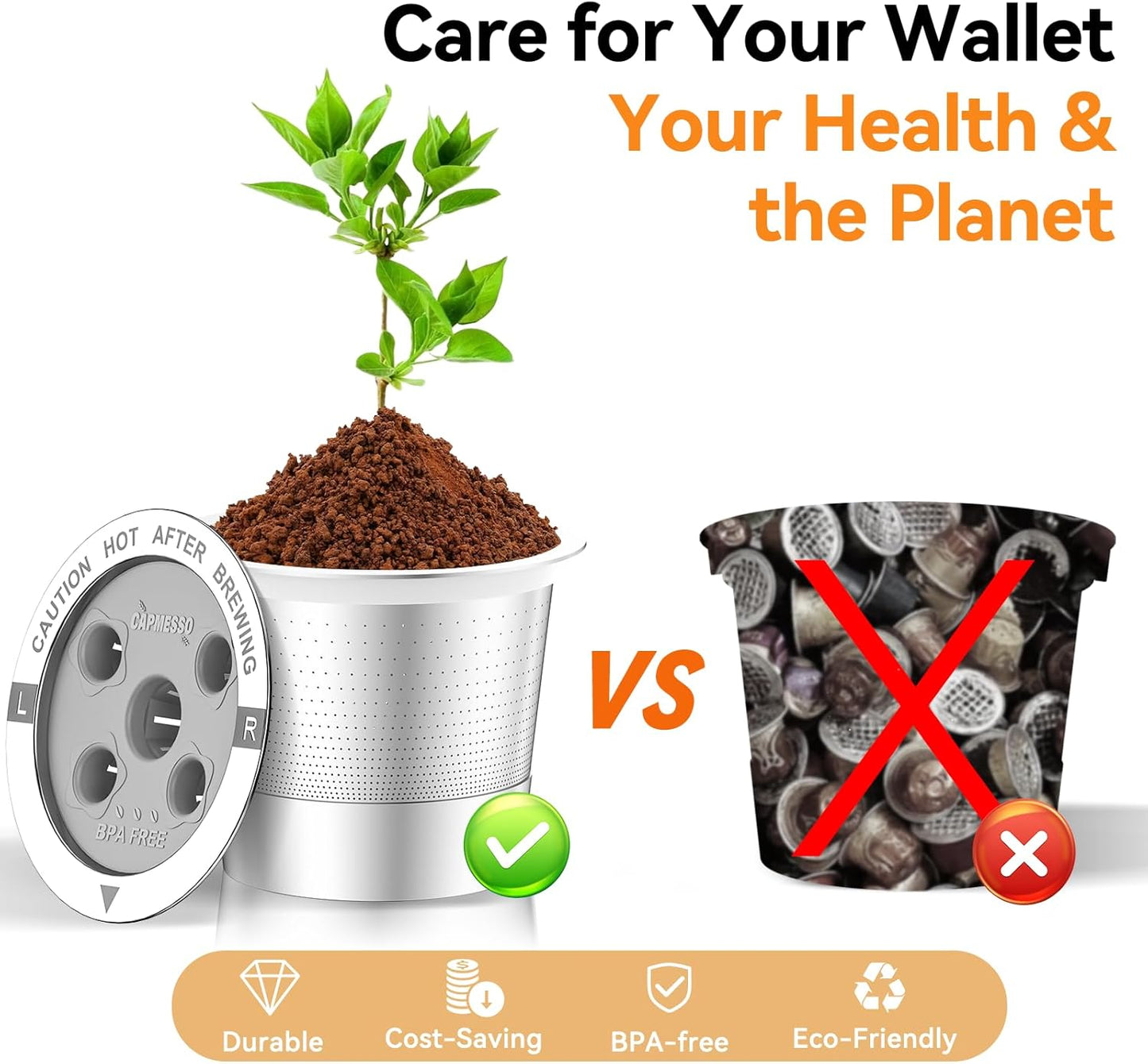 CAPMESSO Reusable K Cups for Keurig: 2025 Updated My K cup Metal Coffee Filter Refillable Coffee Pods with 5 Holes - for K Supreme/K Slim/K-Duo Gen2/K-Brew Chill with MultiStream Technology (2 Pack)