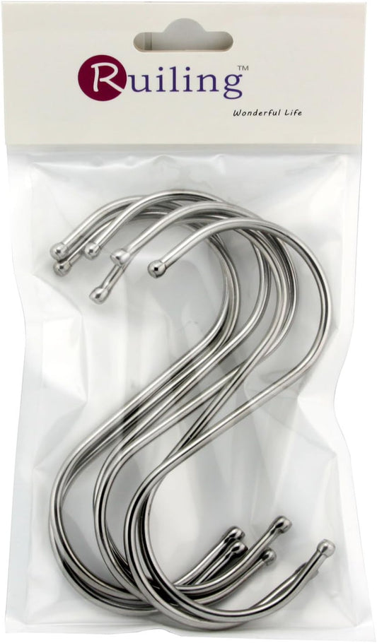6-Pack 4.7 Inches Extra Large S Shape Hooks,Heavy-Duty Stainless Steel