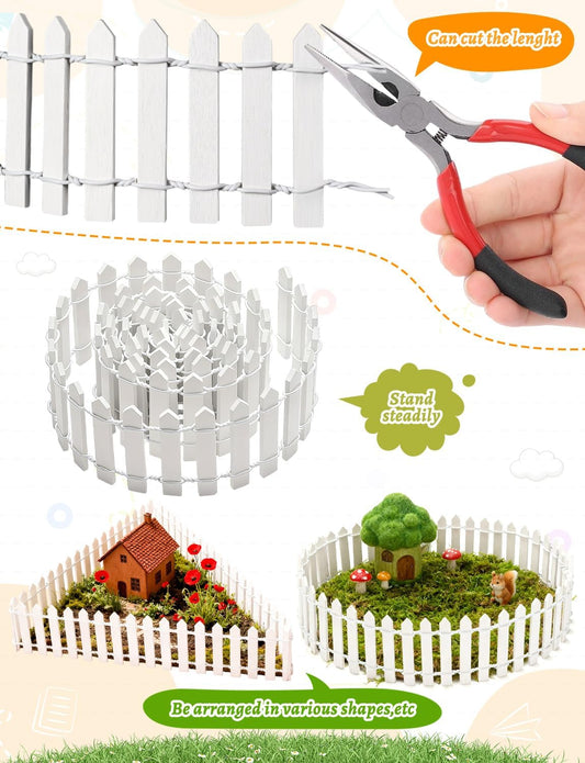 3 PCS 35 Inch Mini Christmas Garden Fence, White Miniature Fairy Garde