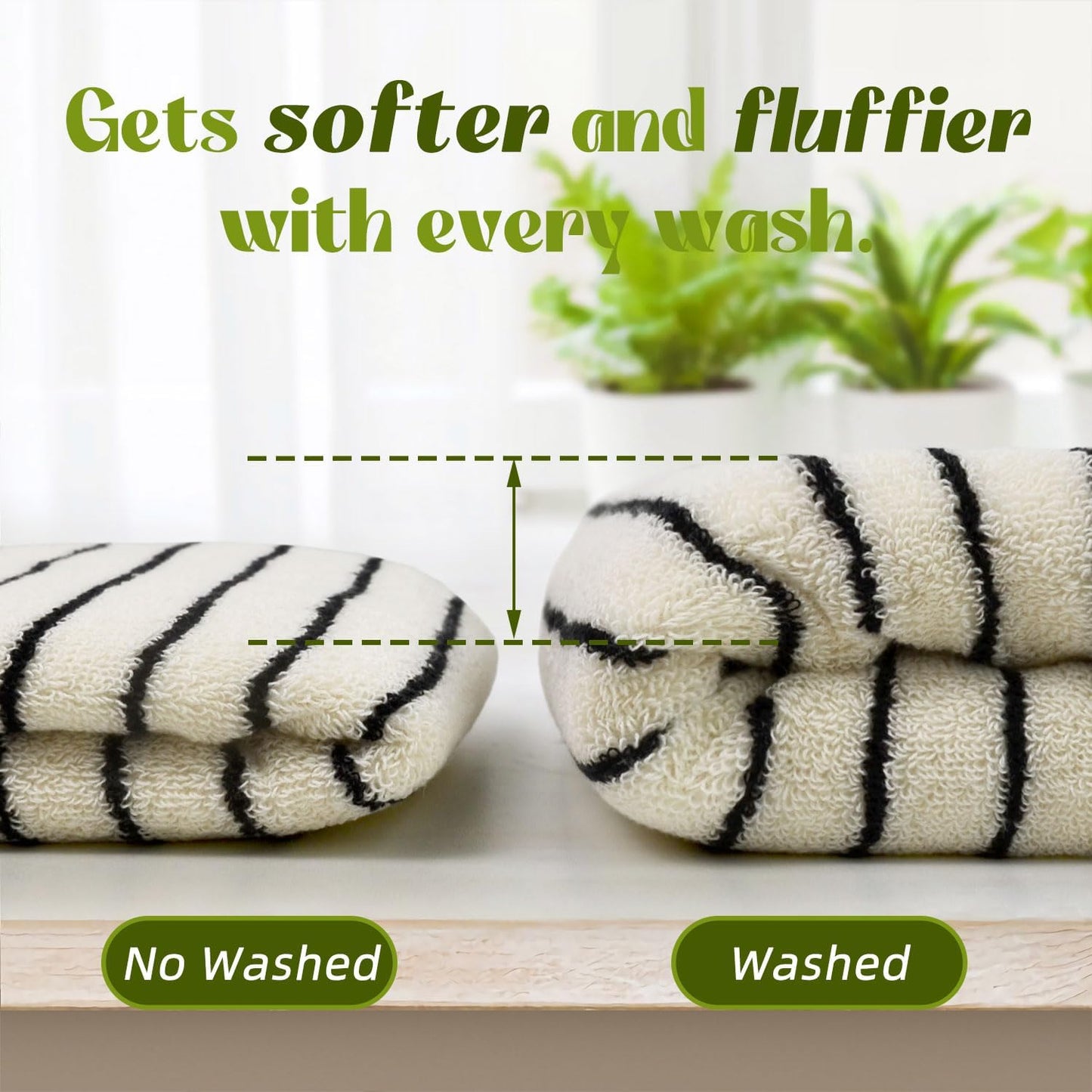 Jacquotha Black and White Striped Hand Towels for Bathroom, Vintage Ki