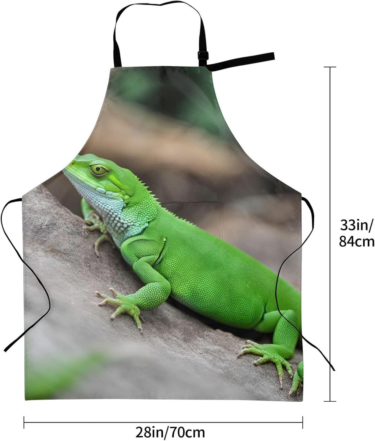 Green Lizard print Waterproof chef's apron with pocket apron for kitchen cooking baking barbecue and gardening