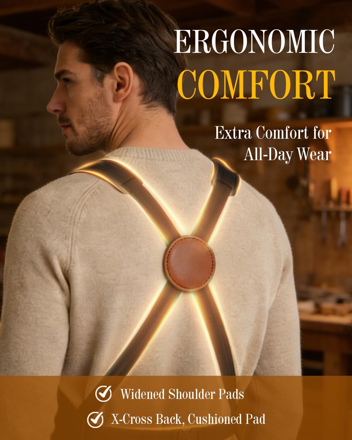 Heavy Duty Canvas Tool Aprons for Men: 6-Pocket, with Quick-Release Buckle, Ergonomic X-Cross Back, Adjustable Waist 28"–71", Mechanics Apron for Men, Ideal for Woodworking, Workshop, DIY & Carpentry
