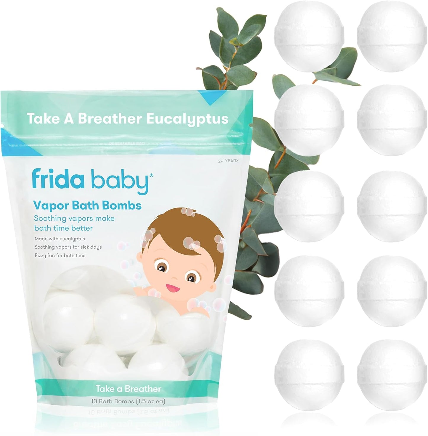 Frida Baby Natural Vapor Bath Bombs for Toddlers & Kids, Eucalyptus Es