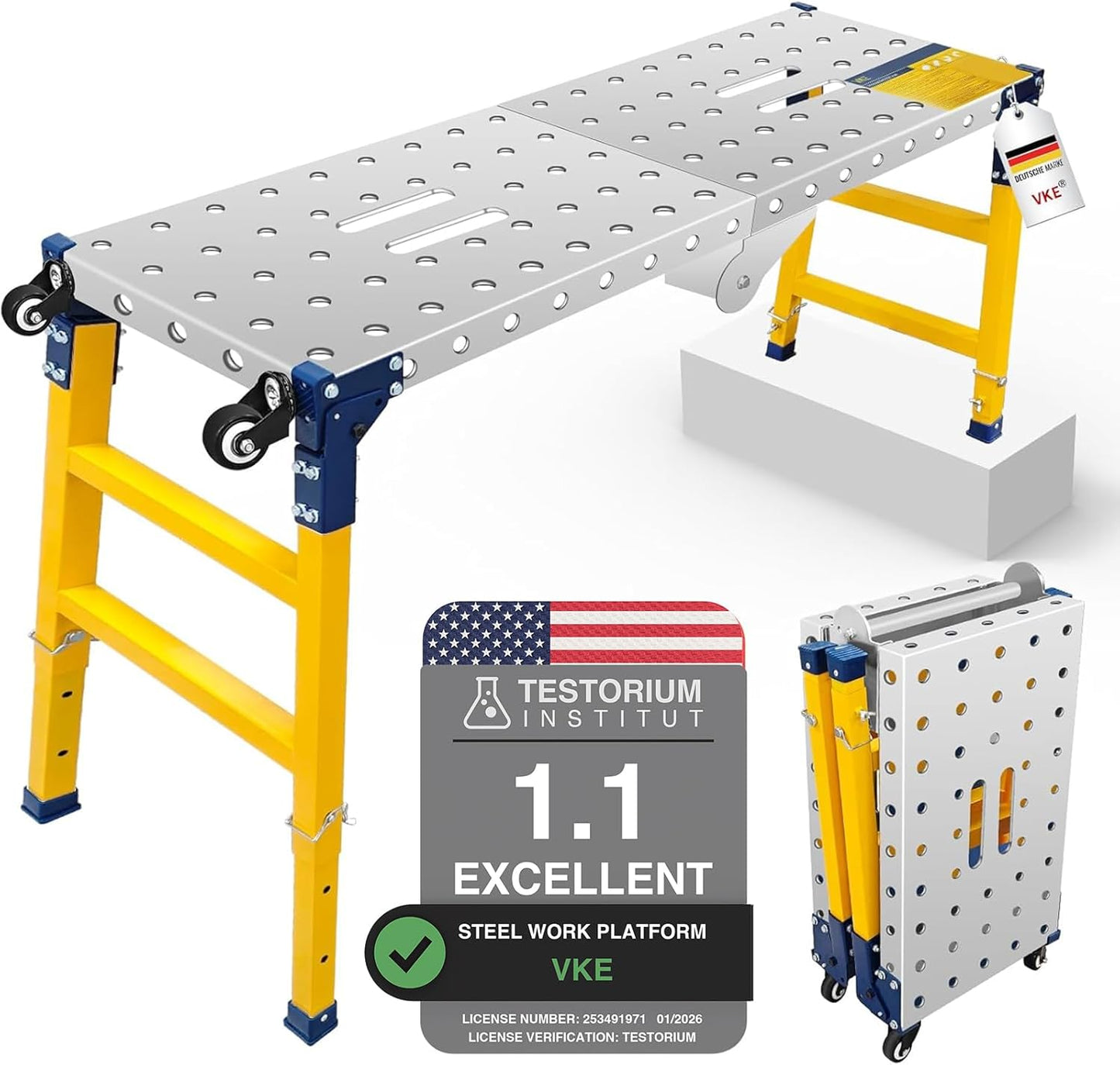 VKE Galvanized Steel Large Work Platform Support 1000 lbs 47"x14", Hei
