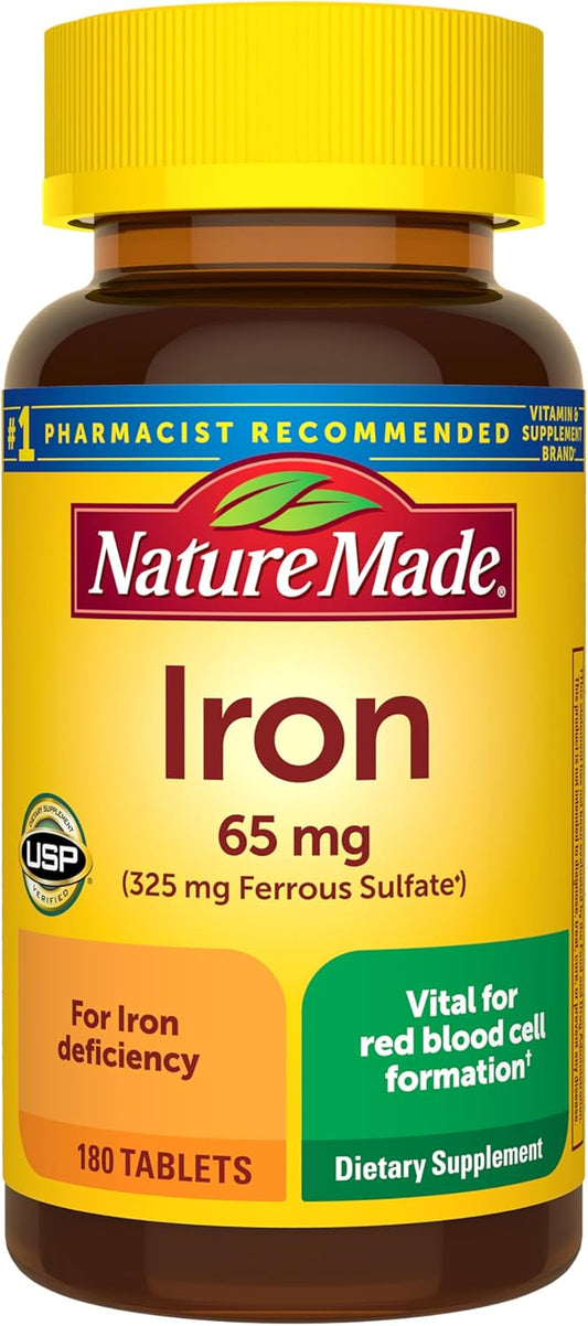 Nature Made Iron 65 mg (325 mg Ferrous Sulfate) Tablets, Iron Suppleme