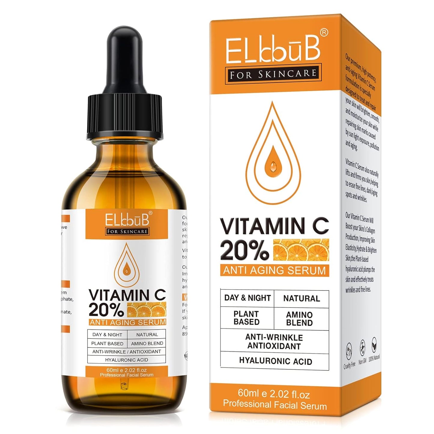Premium 20% Vitamin C Serum For Face with Hyaluronic Acid, Retinol & A