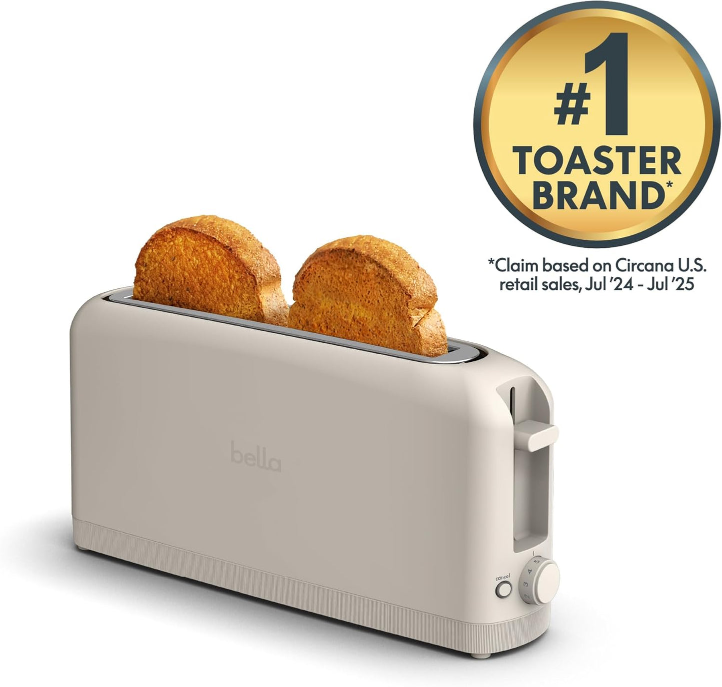 bella 2 Slice Slim Toaster, Fits-anywhere™ Kitchenware, 6 Setting Shad