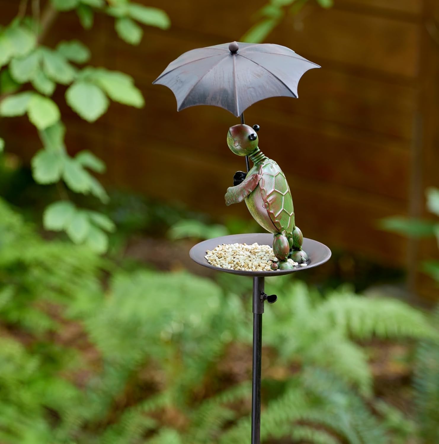 Red Carpet Studios Rainy Day Bird Feeder Metal Garden Stake Yard Décor