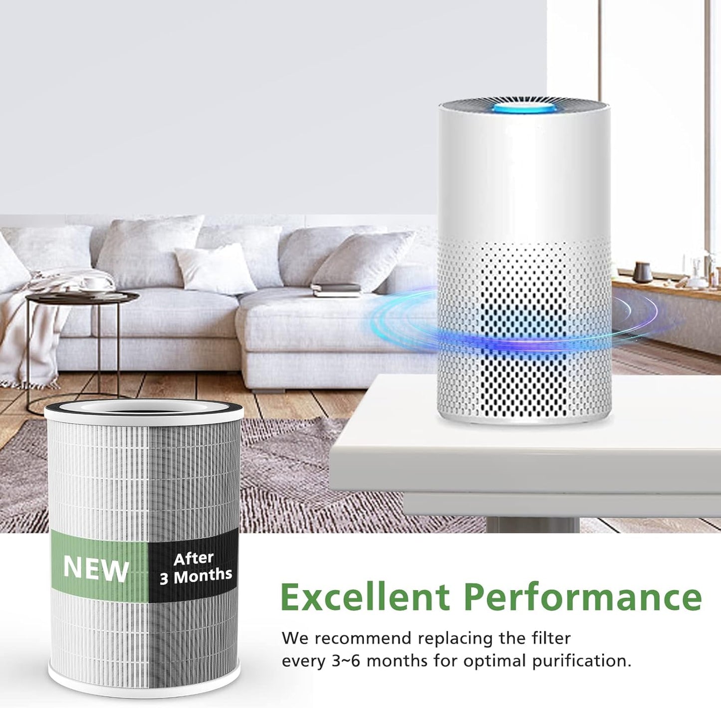 2 Pack HEPA KILO Filter Compatible with Afloia KILO, KILOPLUS, KILOPRO, MIRO,MIRO PRO and MORENTO MR-Kilo, Kalo Air Purifier, 360° 3-Stage Filtration for Odor,Smoke,Dust,Pollen,Pets