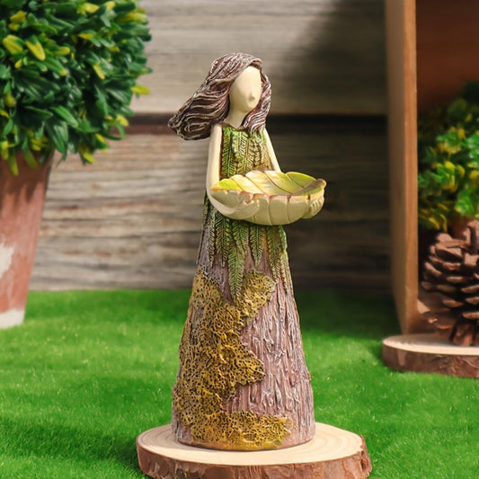Charming Forest Girl Statue Resin Figurine Bird Feeder - Vintage Garden & Balcony Decor, Perfect for Mother's Day, for Spring, Summer