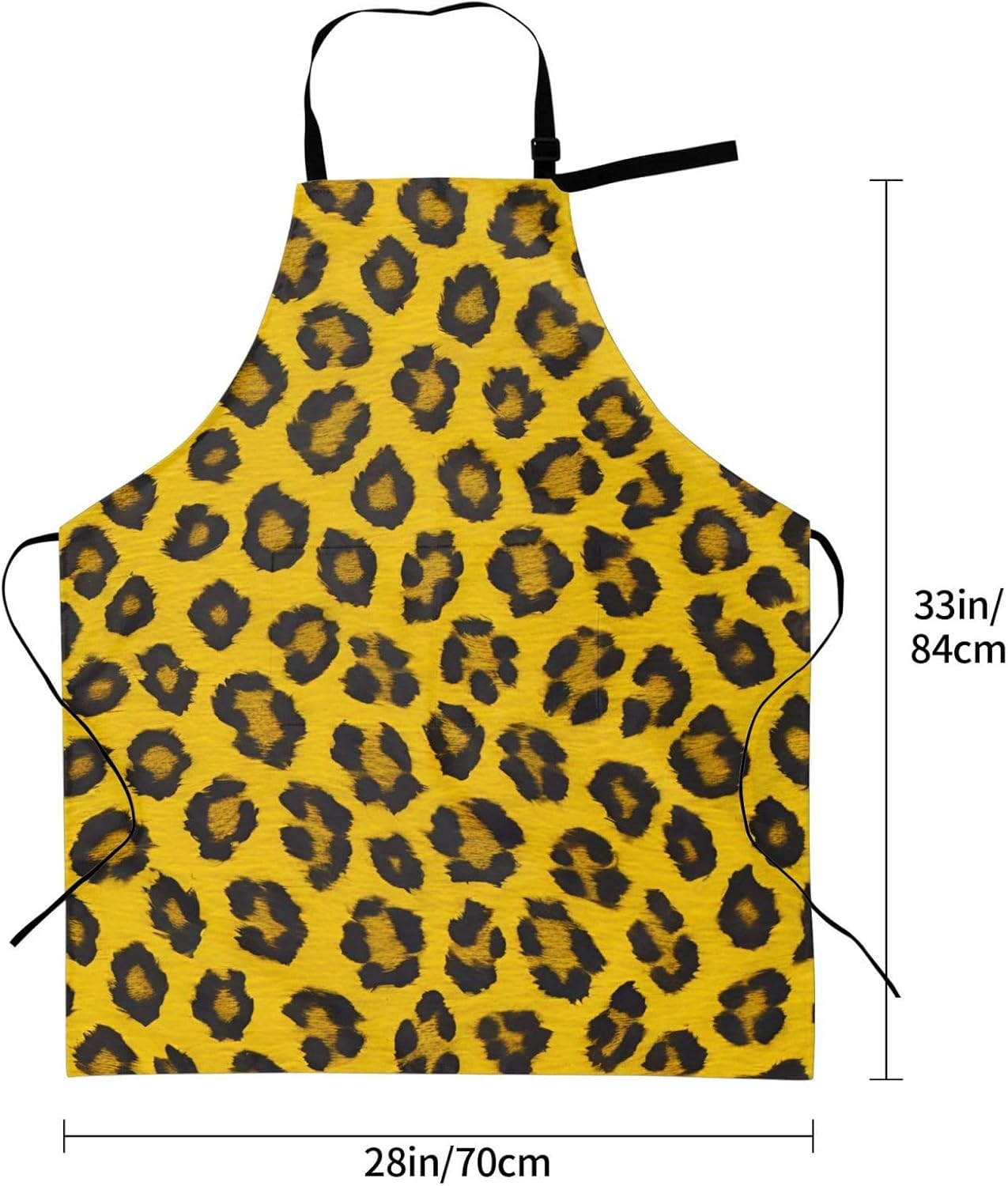 Yellow Leopard Print 28x33 In Kitchen Apron Stylish Chef Apron with Pockets for Cooking Baking Painting