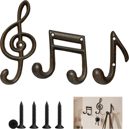 Decorative Musical Note Wall Hooks Vintage Cast Iron Hook for Garden Home Hanging Coat Bags Garage Tools