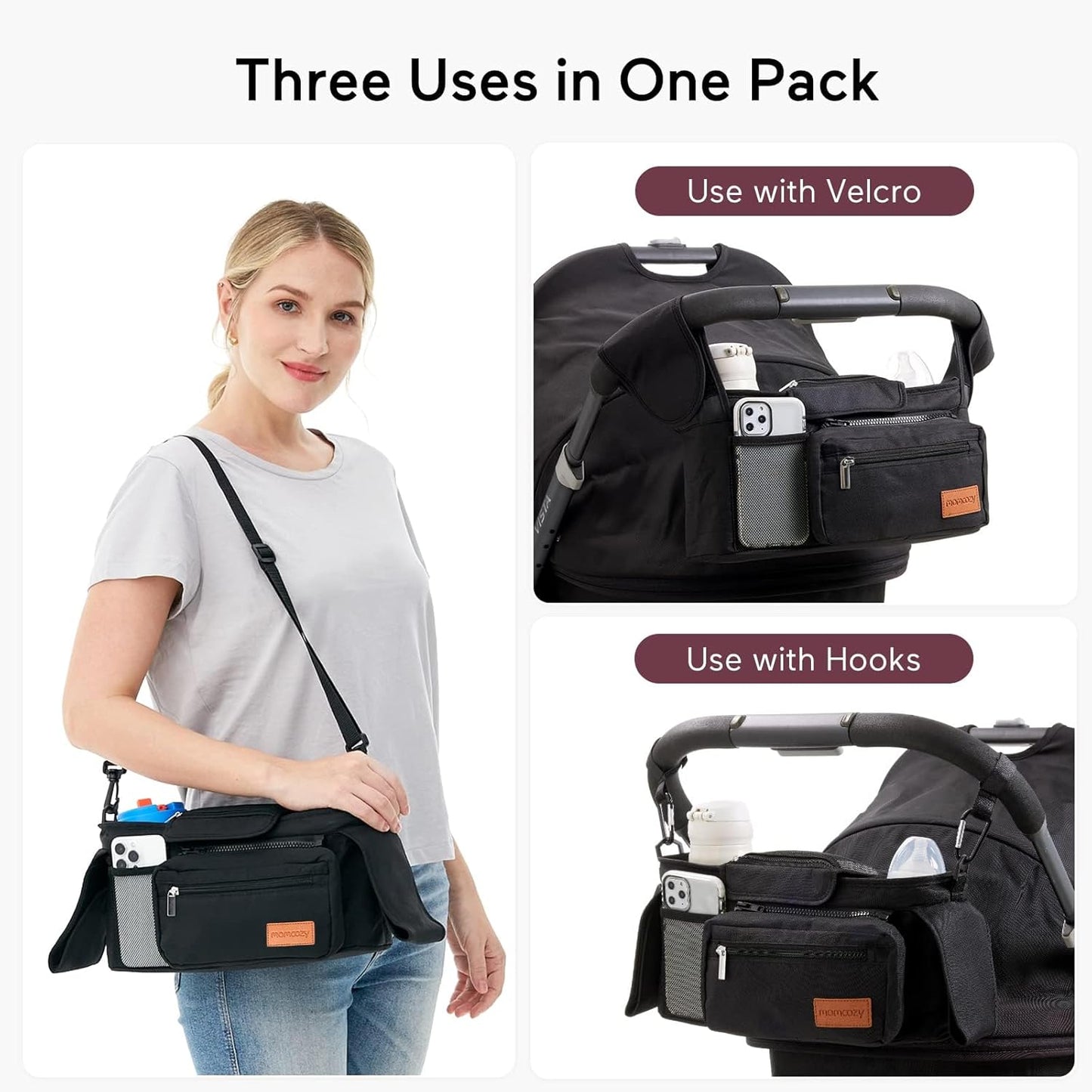 Momcozy Universal Stroller Organizer with Insulated Cup Holder Detacha