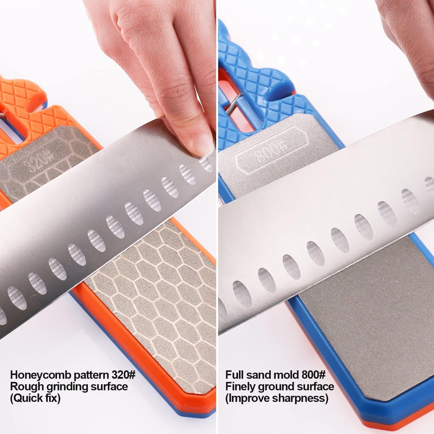 Diamond Sharpening Stone，Double-Side Diamond Knife Sharpening Stone #320/800 for Kitchen Knives Scissors Garden Tools
