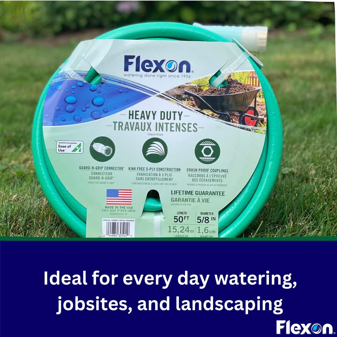 Flexon FXG5850 5/8-Inch x 50-Foot Heavy Duty 5-Ply Forever Garden Hose