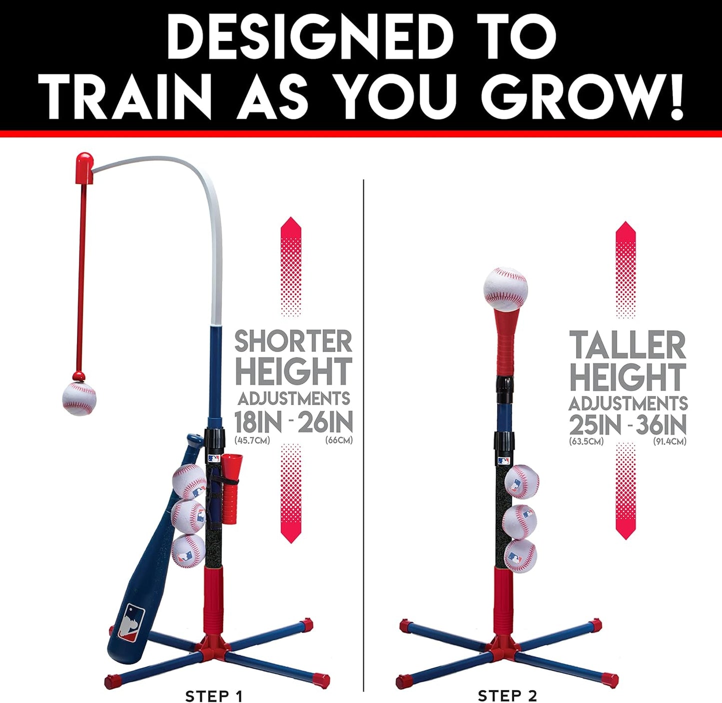Franklin Sports Grow-with-Me Kids Baseball Batting Tee + Stand Set for