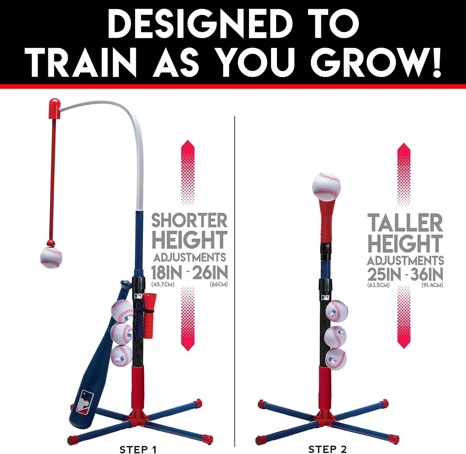 Franklin Sports Grow-with-Me Kids Baseball Batting Tee + Stand Set for