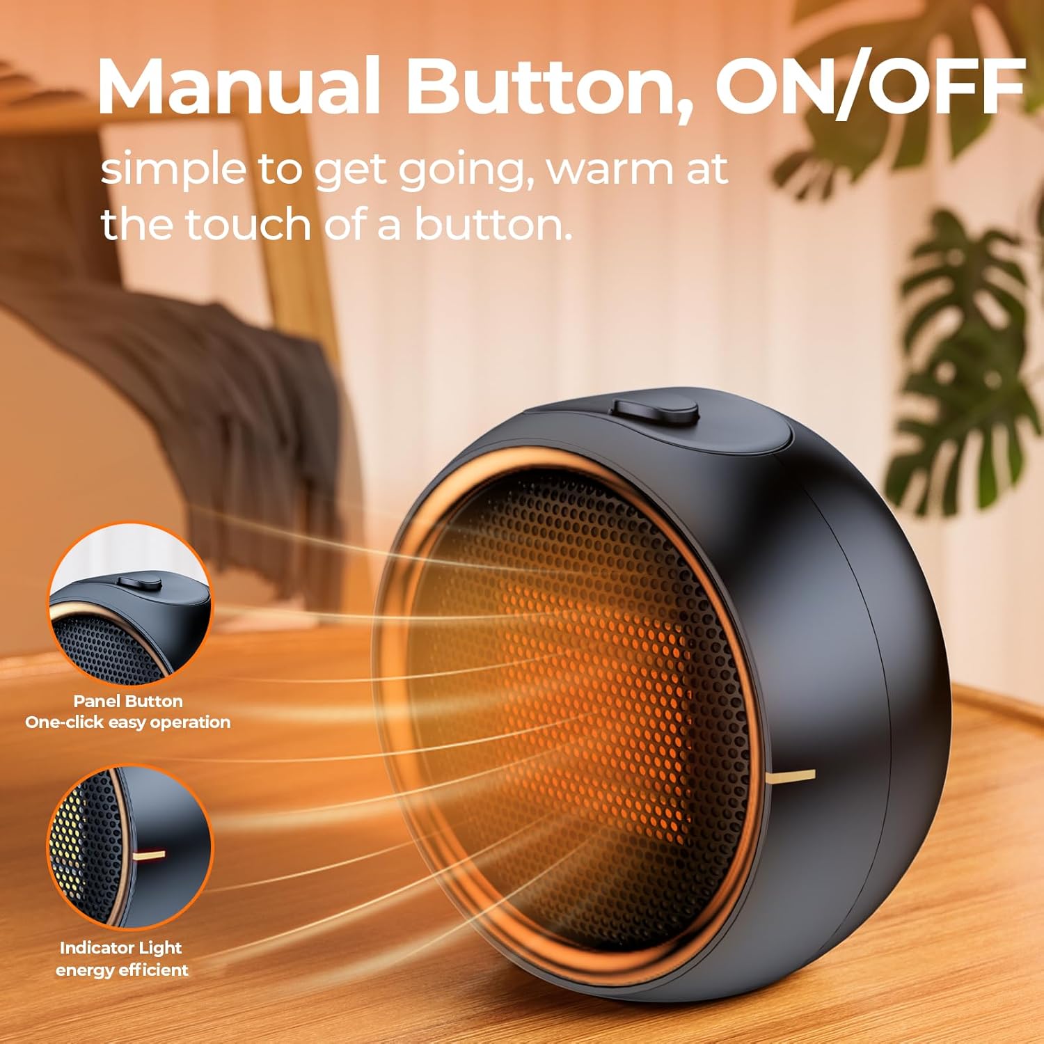 Space Heater, Portable Electric 500W PTC Ceramic Heaters for Indoor Us