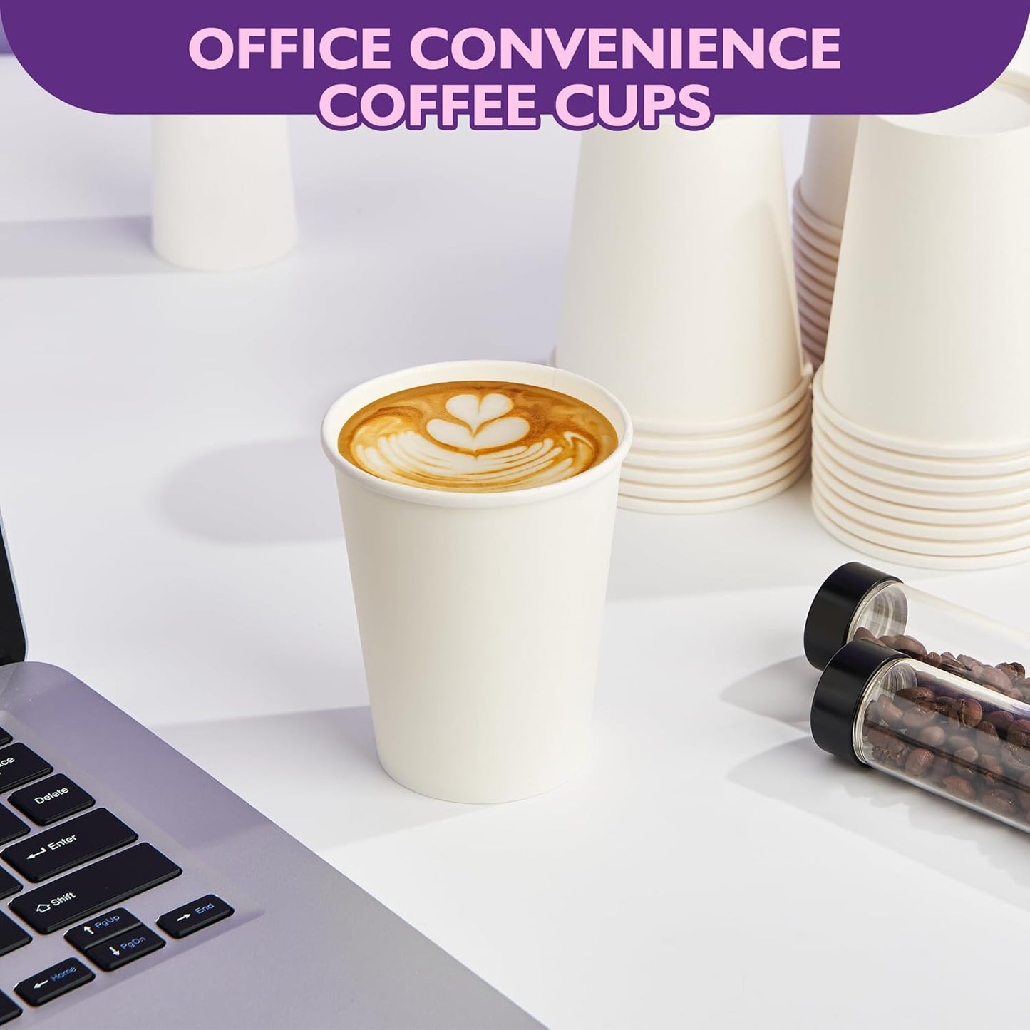 8 oz White Paper Coffee Cups, Disposable Hot Cups for Coffee, Tea, Cocoa, Water, 400 Pack