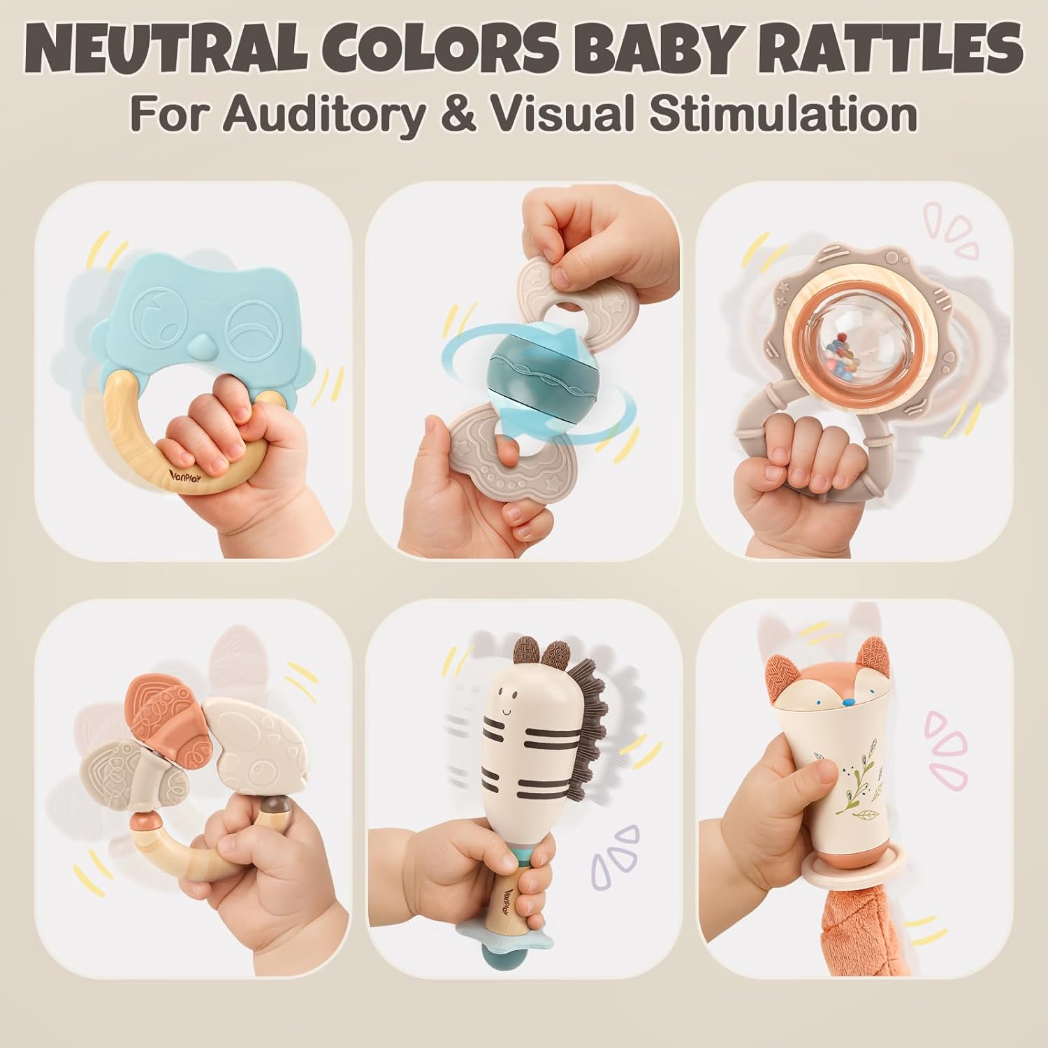 Baby Rattles & Teethers Set – Baby Toys 0-6 Months, Teething Toys 3-6 