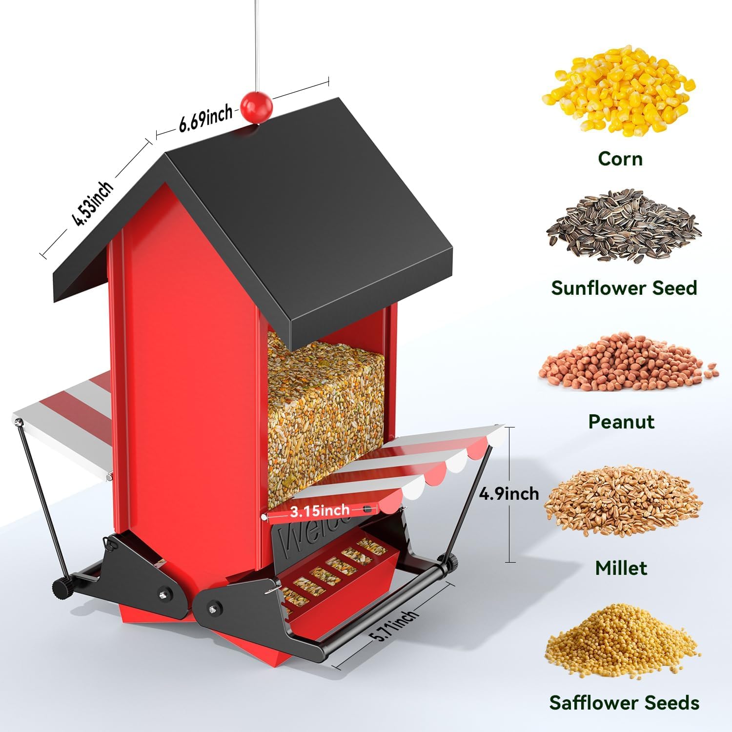 Squirrel Proof Bird Feeders,ScinDa Bird Feeders for Outdoors Hanging w