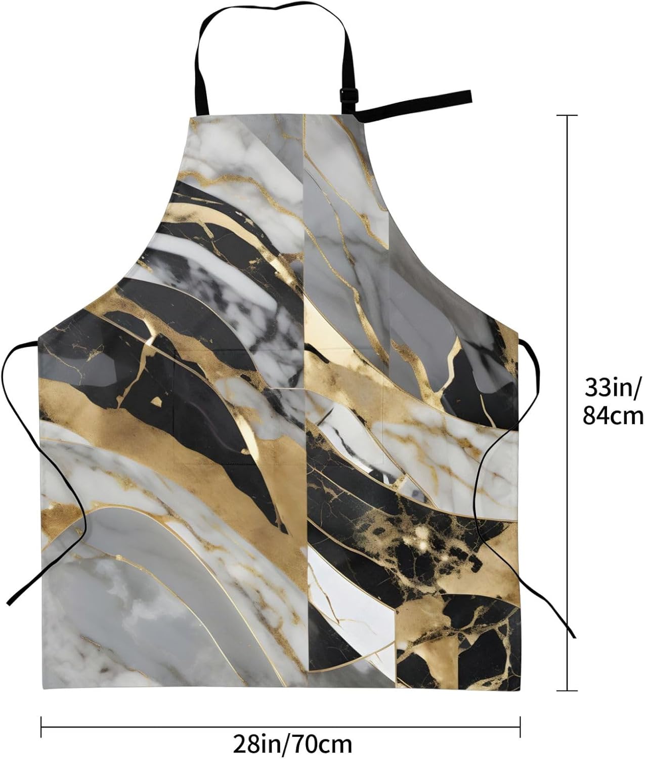 YANYU luxury Marble Print 28x33 In Kitchen Apron Stylish Chef Apron with Pockets for Cooking Baking Painting