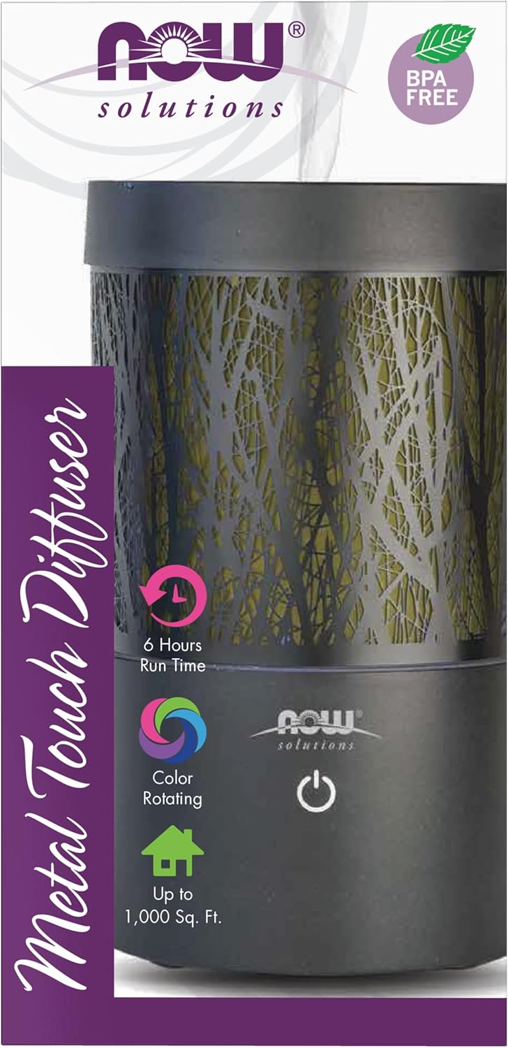NOW Essential Oils, Metal Touch Ultrasonic Aromatherapy Oil Diffuser, 