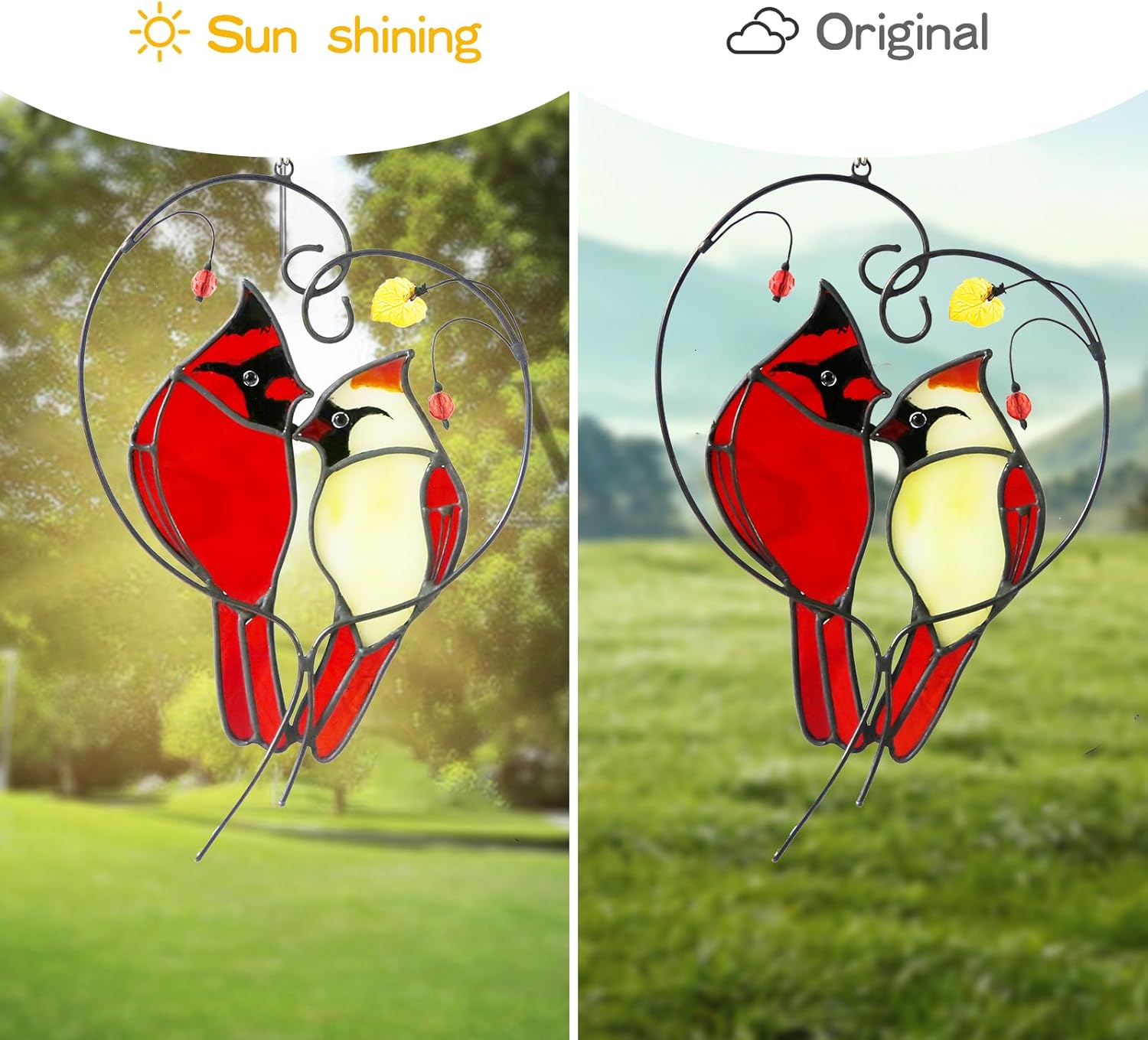 Reefan Cardinal Suncatchers Stained Glass Window Hangings, Stained Gla