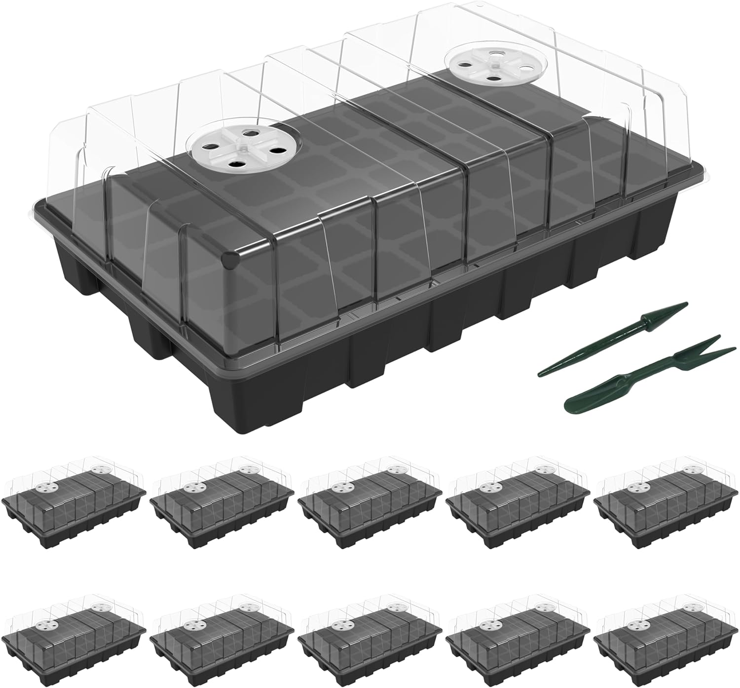 Gardzen 10-Set Garden Propagator Set, Seed Tray Kits with 400-Cell, Se