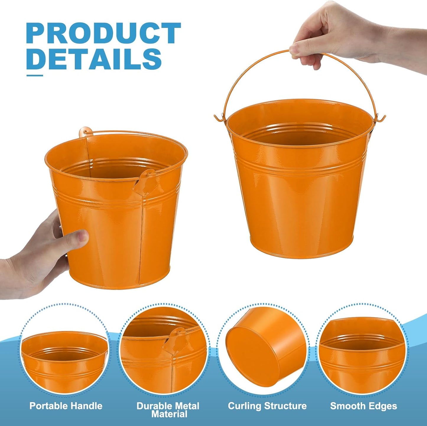 PATIKIL 6"x5" Small Metal Buckets with Handle, 6 Pcs Mini Bucket Easte