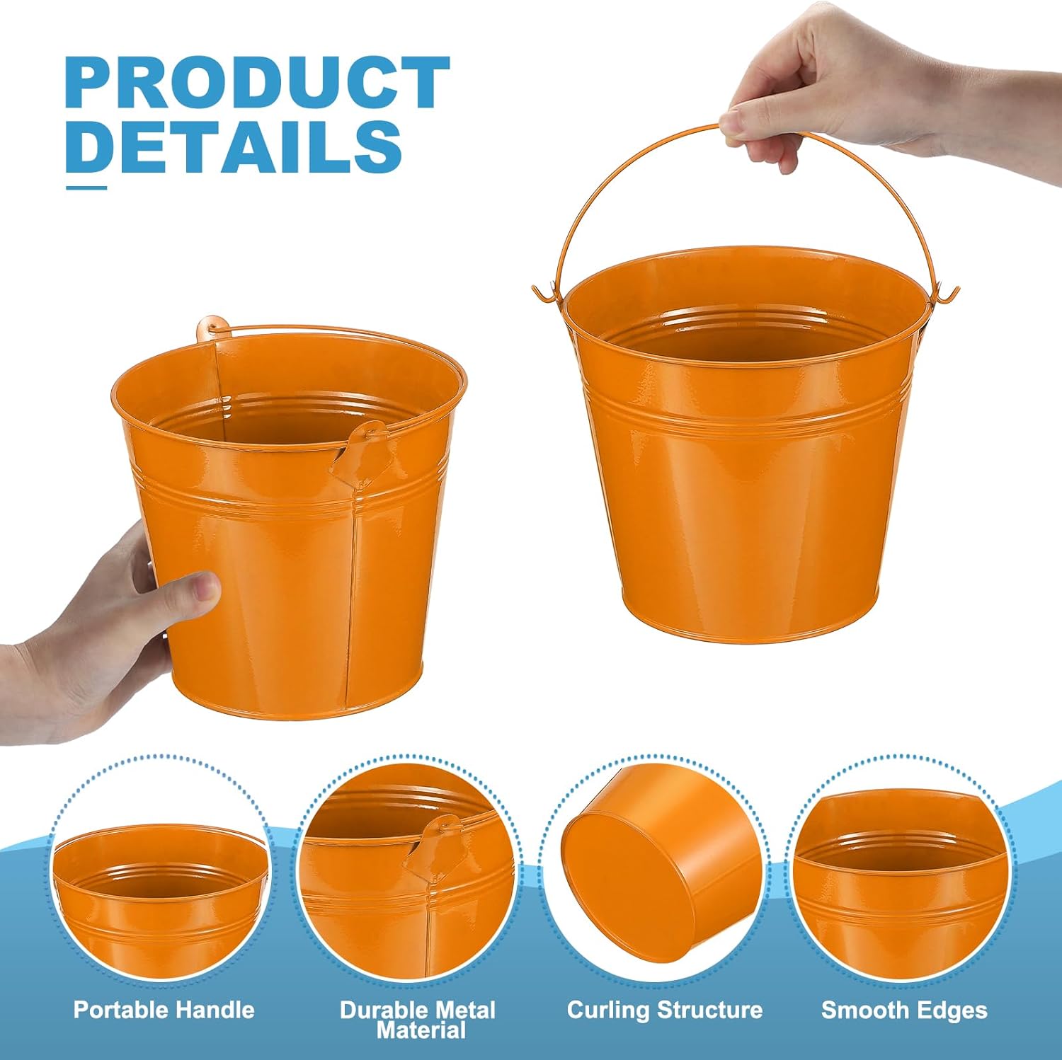 PATIKIL 6"x5" Small Metal Buckets with Handle, 6 Pcs Mini Bucket Easte