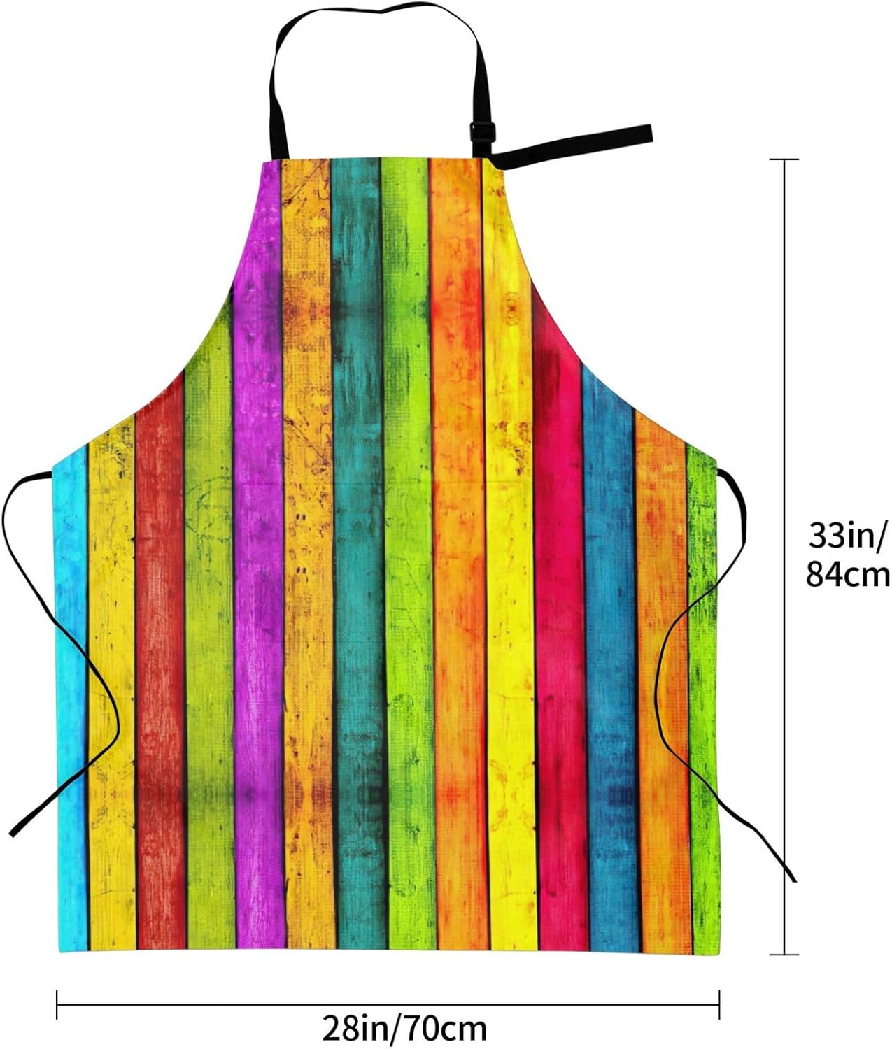 Colored Wooden Board Print Laundry apron 28x33 In Waterproof Kitchen Apron with Pockets for Cooking Baking