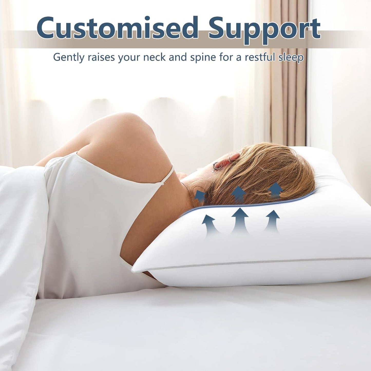 CozyLux Pillows Queen Size Set of 2, Hotel Quality Bed Pillows for Sleeping 2 Pack, Cooling Pillows for Side Back and Stomach Sleepers, Down Alternative Luxury Soft Supportive Fluffy Pillows (18x28)